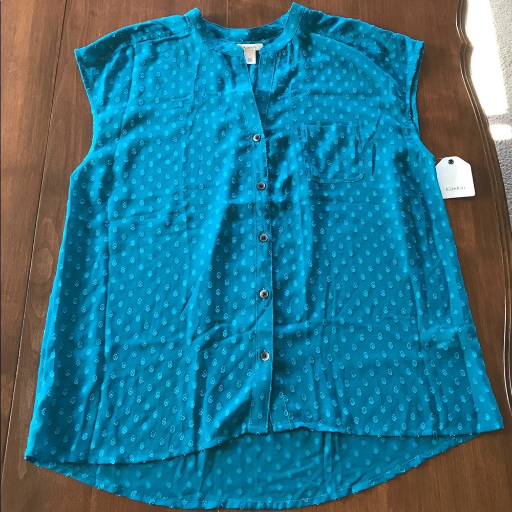 Caslon sheer teal top NWT